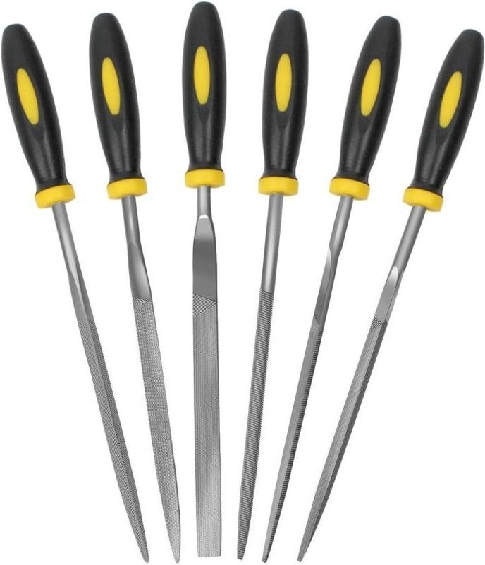 6-teiliges Feilenset, 5,5 Zoll lange Nadelfeilen, 3 mm Durchmesser Kohlenstoffstahl-Feilenset mit Griff, geeignet für Me...