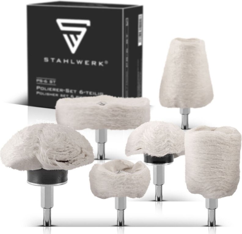 STAHLWERK 6er Set Universal-Polierköpfe PS-6 ST für Akku- und Elektrobohrer