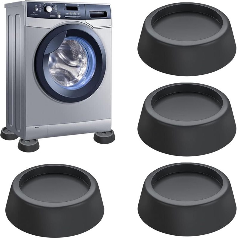 Schwarze Waschmaschinenmatte, 6,5 x 6,5 x 2 cm, 4er-Set, aus stoßdämpfendem, dickem Gummi für Kühlschränke, Tische und S...