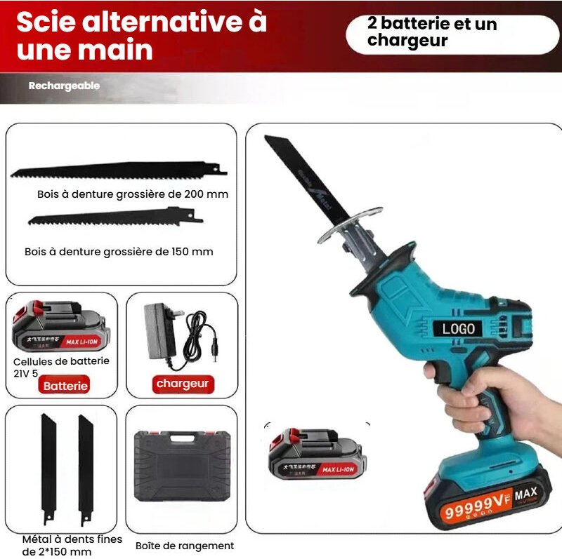 Akku-Säbelsäge für Makita 21V, 21 mm Hublänge, variable Drehzahl 1200 U/min, Akku-Säbelsäge mit 4 Sägeblättern für Holz,...