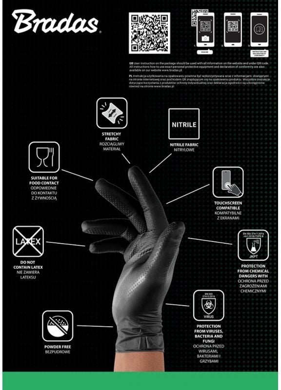 Handschuhe Diamond nitrile Black XL (9-10), öl- und chemikalienbeständig, schwarz für zusätzlichen Schutz, Packung de 50...