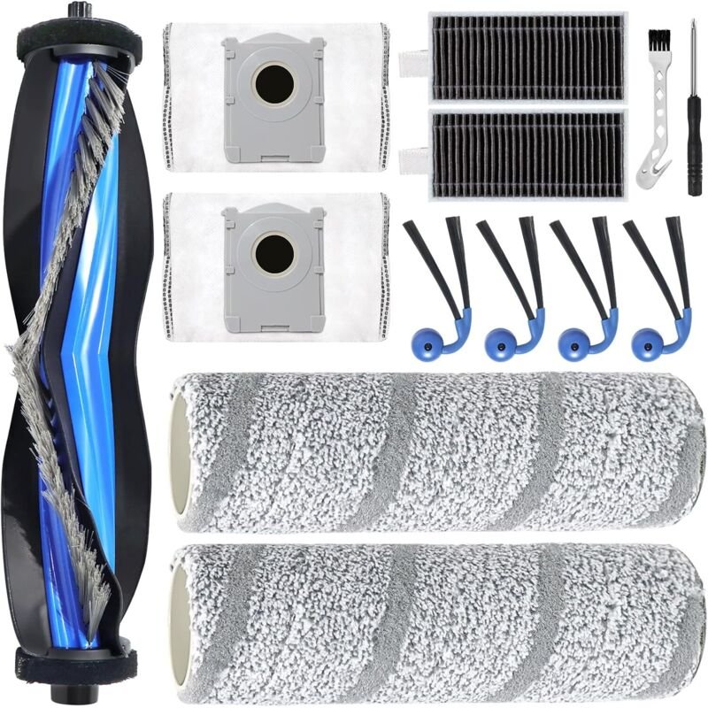 Zubehör Ersatz für Ecovacs Deebot X11 Pro Omni / X11 Pro / X11/X9 Pro Omni Staubsauger Ersatzteil, 1 Hauptbürste,2 Walze...