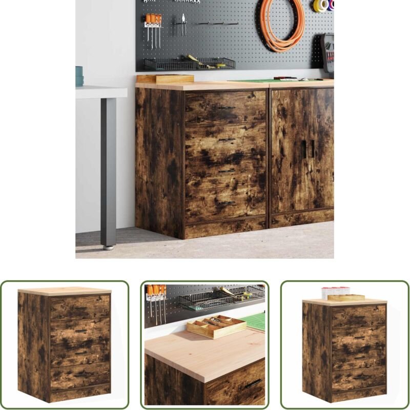 Werkzeugaufbewahrung - Garagen-Aufbewahrungsschrank Räuchereiche Massivholz Kiefer
