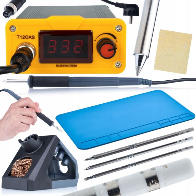Rosfix Set T12OAS Lötstation – 75 W, 200–450 °C, T12-Spitzen (IL, B, BC4) + Silikonmatte 200×300 mm Schnellaufheizung 8 ...