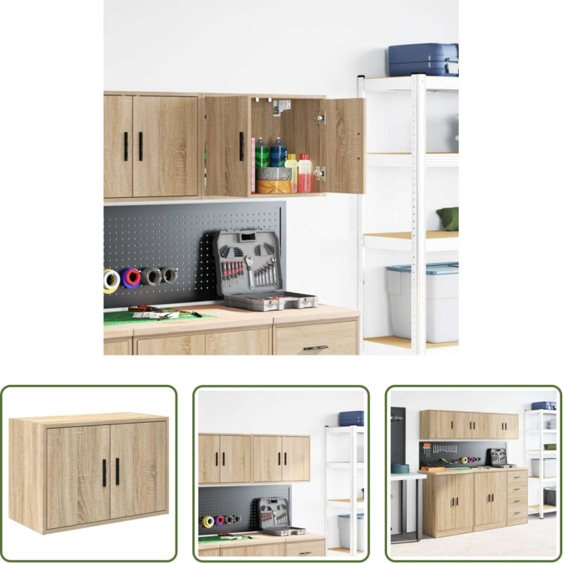 vidaXL Stauraum - Garagen-Wandschrank Sonoma-Eiche Holzwerkstoff
