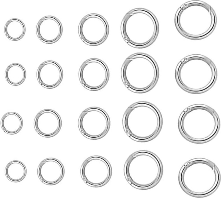 20 Stück Runde Karabiner Haken aus Edelstahl in Silber 13mm 16mm 19mm 25mm 31mm für Schlüsselringe diy Basteln Taschenac...