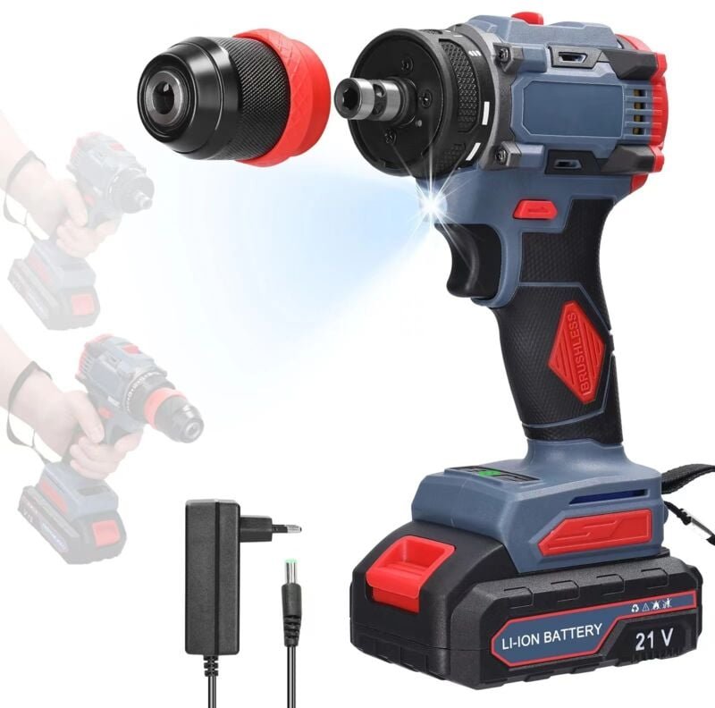 21-V-Akku-Bohrschrauber, 55 Nm max. mit 1 1300-mAh-Akku für Haushaltsgeräte, Möbelmontage, Reparatur von Autoelektronik