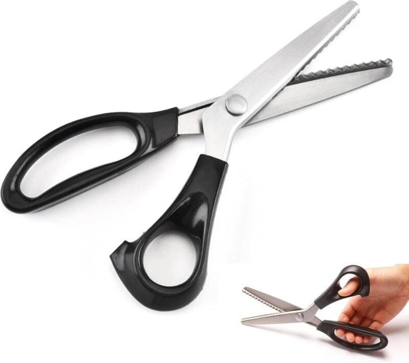 Zackenschere zum Nähen, professionelle Edelstahl-Nähschere zum Schneiden/Nähen von Stoff, Papier und Filz, Zickzackscher...