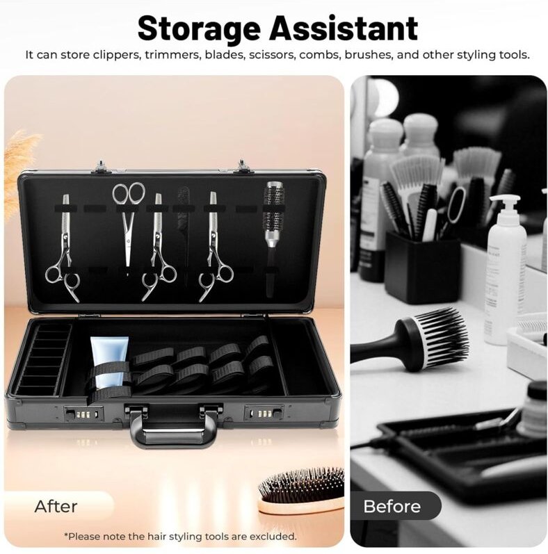 Stylist Barber Tragetasche Kämme Werkzeuge Organizer Friseursalon Koffer Schloss, Tragbarer Friseurtasche für Friseur Ha...