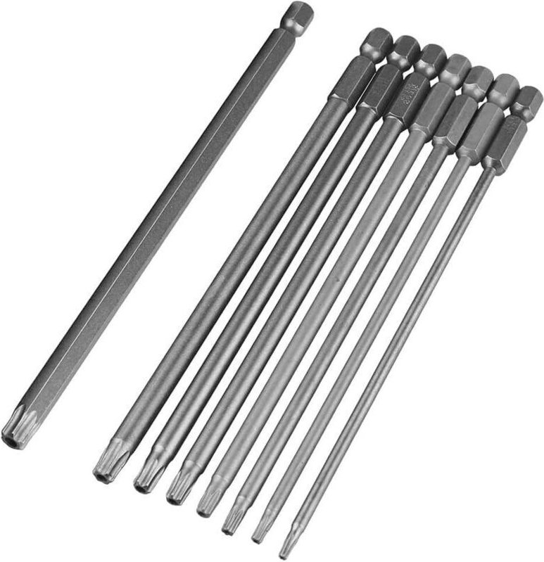 150 mm magnetisches langes Schraubendreher-Bit-Set mit 1/4"-Sechskantschaft, Torx S2 und T8-T40 Schraubendreher-Bits für...