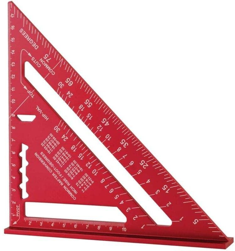 (Rot) 185 mm Hochpräzisions-Dreiecklineal aus Aluminiumlegierung, Winkelmesser, Messwerkzeug für die Holzbearbeitung