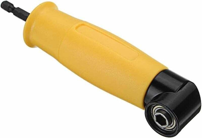 Winkelbohradapter für Akkuschrauber mit magnetischem Schnellwechsel-Bithalter, 1/4" 6,35 mm Sechskant, Edelstahl, gelb