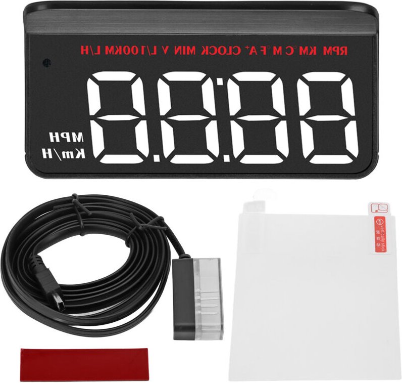 Universelles HUD-Display OBDII Geschwindigkeitsüberschreitungsalarm Windschutzscheibenprojektor Head-Up-Meter Wassertemp...