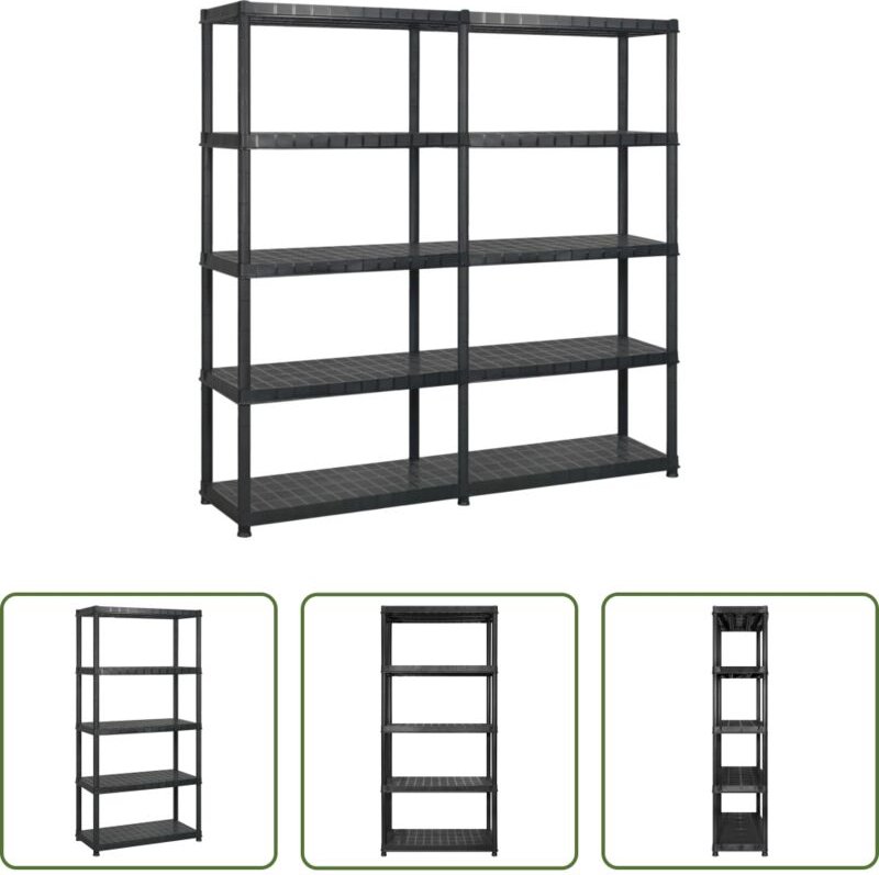Bücherregal - Lagerregal mit 5 Böden Schwarz 170x40x185 cm Kunststoff
