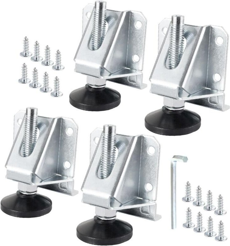 Set mit 4 robusten, verstellbaren Nivellierfüßen für Möbel mit kratzfesten Pads, Schrauben und Sicherungsmuttern für Wer...