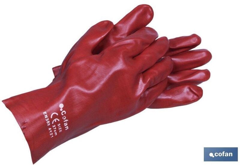Roter PVC-Handschuh Blister 27 cm