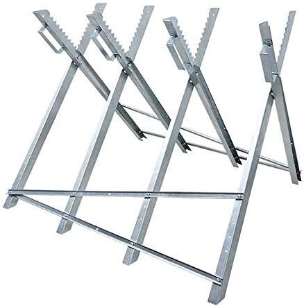 Sägebock 82x80,5x79cm Klappbar Metall Holzsägebock Verzinkt Sägehilfe Sägegestell mit Achteckige Zahnsäge Kettensägebock...