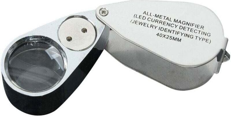 40-fache Juwelierlupe, faltbare Metalllupe mit UV-LED-Licht für Diamanten, Juweliere und Münzen (Währungserkennung/Schmu...
