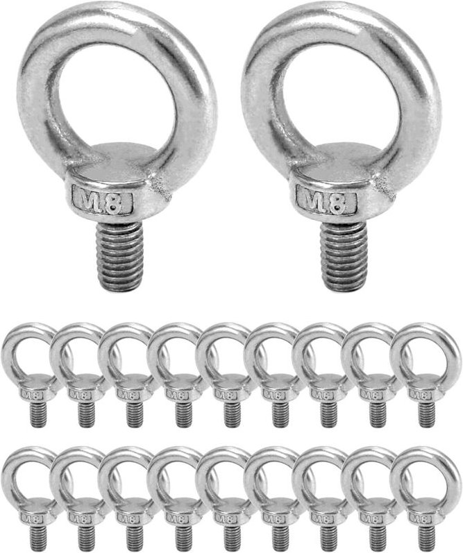 20 Stück M8 Heberinge, M8 Augenschrauben mit Außengewinde, für Schiffsschrauben und Hebezeuge im Maschinenbau (120 kg)
