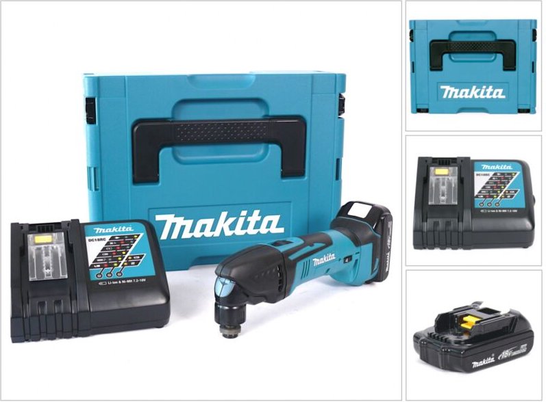 Makita DTM 50 Y1J-D 18 V Akku Multifunktion Werkzeug im MAKPAC inkl. BL 1815 N Akku + DC18RC Ladegerät