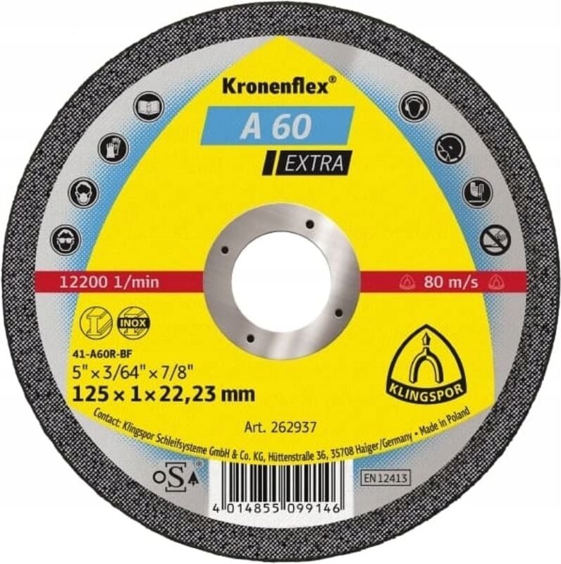 Klingspor Kronenflex A 60 TZ Special Trennscheiben 125 x 1 x 22,23 mm 25 Stück