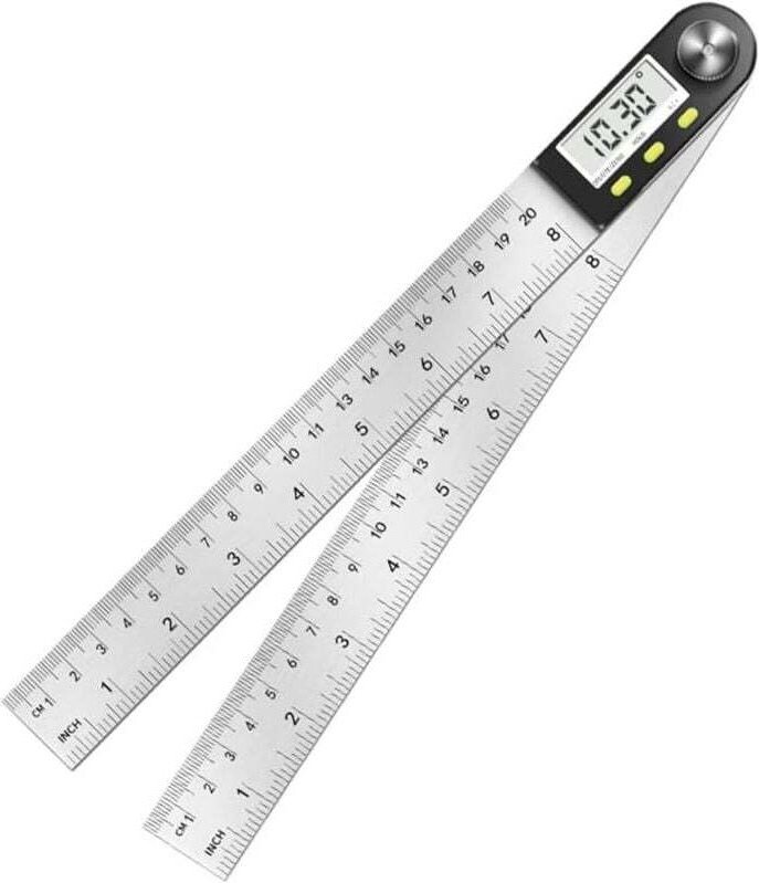 Digitaler Winkelmesser, Winkelmessung von 0° bis 360°, Winkelmesser aus Edelstahl mit LCD-Anzeige, Edelstahl-Lineal für ...