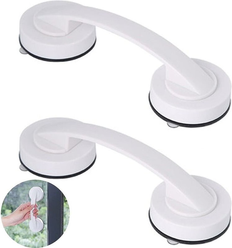 Woosien - 2 Stück superstarker tragbarer Saugnapf-Türgriff, Glastür- und Fenstergriffe, weiß
