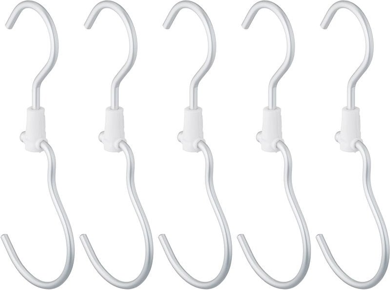 Relaxdays - Haken für Kleiderstange 5er Set, Kleiderhaken, Metallhaken zum Aufhängen von Kleidung, Einhängehaken, silber