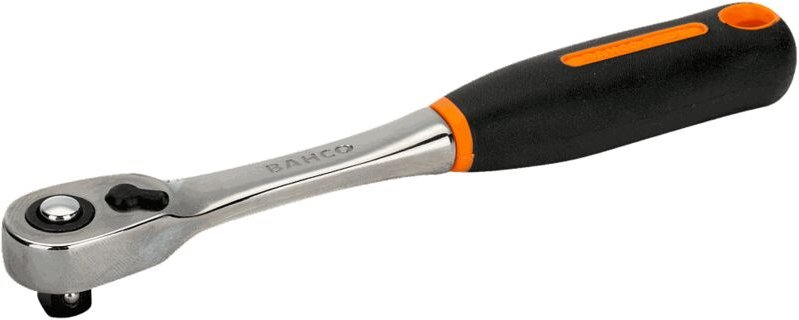 Bahco 3/8 Umschaltknarre mit schlankem Knarrenkopf, 72 Zähnen und 5° Rückschwenkwinkel, 205 mm