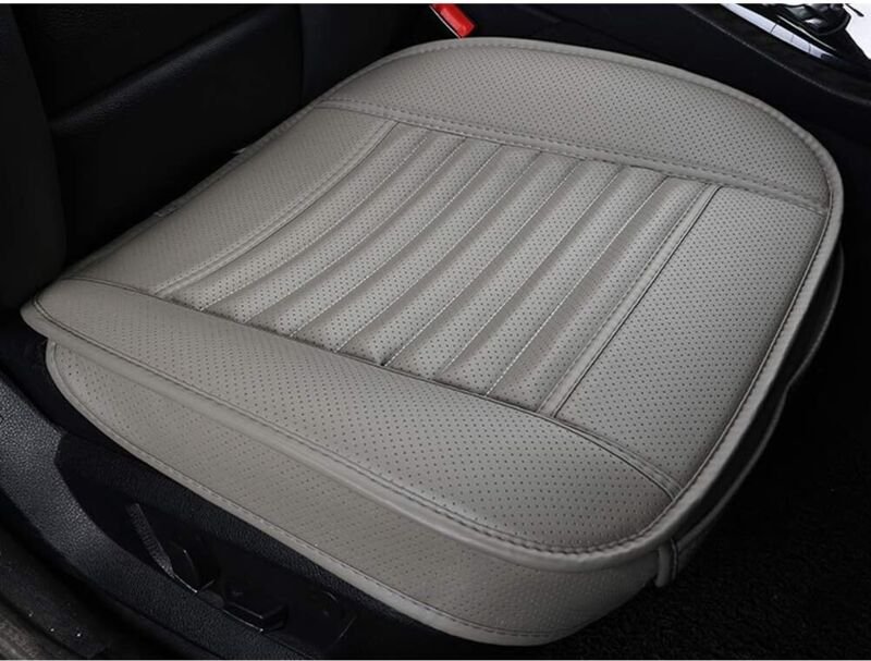 Universeller, super atmungsaktiver Autositzbezug aus Bambuskohle-PU-Leder, 20,8 x 20,1 Zoll (1 Stück - Grau)