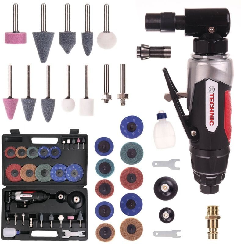 Druckluft-Winkelschleifer Mit 6+3mm Schaft, Stein- Und Scheibensatz