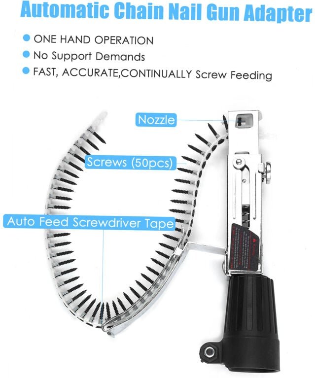 Kettenadapter für Schraubenbohrmaschine, Adapter und Kettenset für automatische Nagelpistole, einstellbare Tiefenlänge, ...