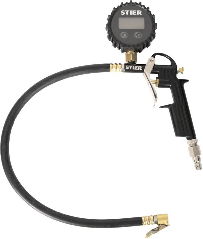 Reifenfüll-Messgerät, Messbereich: 0 bis 11 bar, Schlauchlänge 350 mm, digital SRFD-12, einfaches Umschalten zwischen ve...