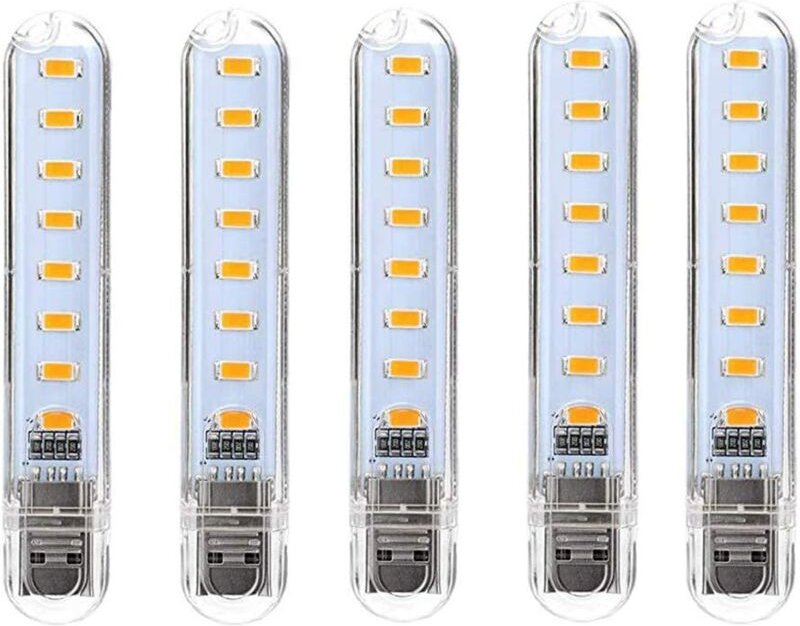 Tonchean - USB-LED-Licht, Mini-tragbares USB-LED-Licht, 5er-Pack Computer-Tastaturlicht, für pc, Computer, Powerbank (Ka...