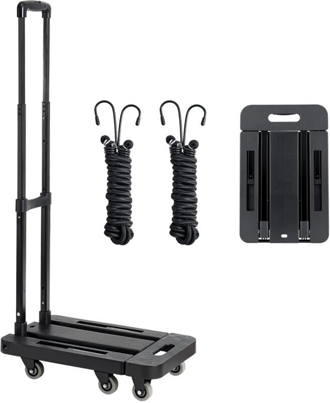 Mophorn Klappbare Sackkarre, 227 kg Tragkraft, Transporthilfe mit 6 Rädern, 2 elastischen Gurten & ausziehbarer Basis, i...