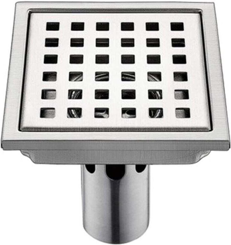 Vtizikl 150 x 150 mm Siphon de douche carré en acier inoxydable brossé 304, grand diamètre, anti-obstruction, pour salle...