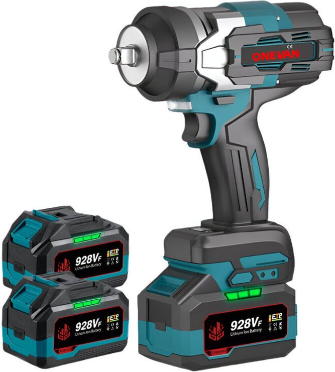 Schlagschrauber ONEVAN 2100 Nm, 1/2 Brushless Akku-Schlagschrauber Geeignet für große Lkw, Mit 2 x 6,0 Ah Akkus