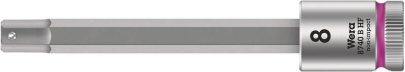 Wera 8740 B HF Zyklop Bitnuss mit 3/8"-Antrieb, mit Haltefunktion für Innensechskantschrauben, 8 x 100 mm