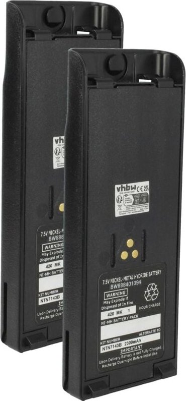 vhbw 2x Akku kompatibel mit Motorola MTS2000, MTS2010, MTS2013, MTX8000 Funkgerät, Walkie Talkie (2300 mAh, 7,5 V, NiMH)...
