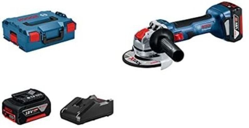 Bosch gwx 18V-7 Professional Akku Winkelschleifer 18 v 125 mm Brushless x-lock ( 06019H9105 ) + 2x Akku 4,0 Ah + Ladeger...