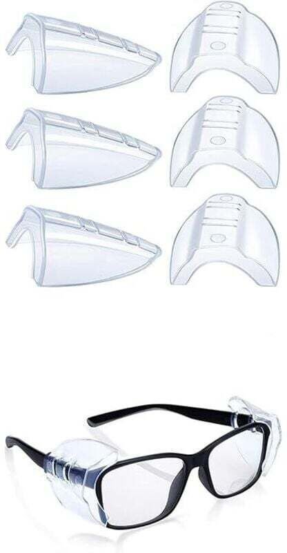 Seitenschutz für Schutzbrillen, 3 Paar klare und flexible Schutzbrillen, geeignet für Brillengläser ab 12 mm Dicke