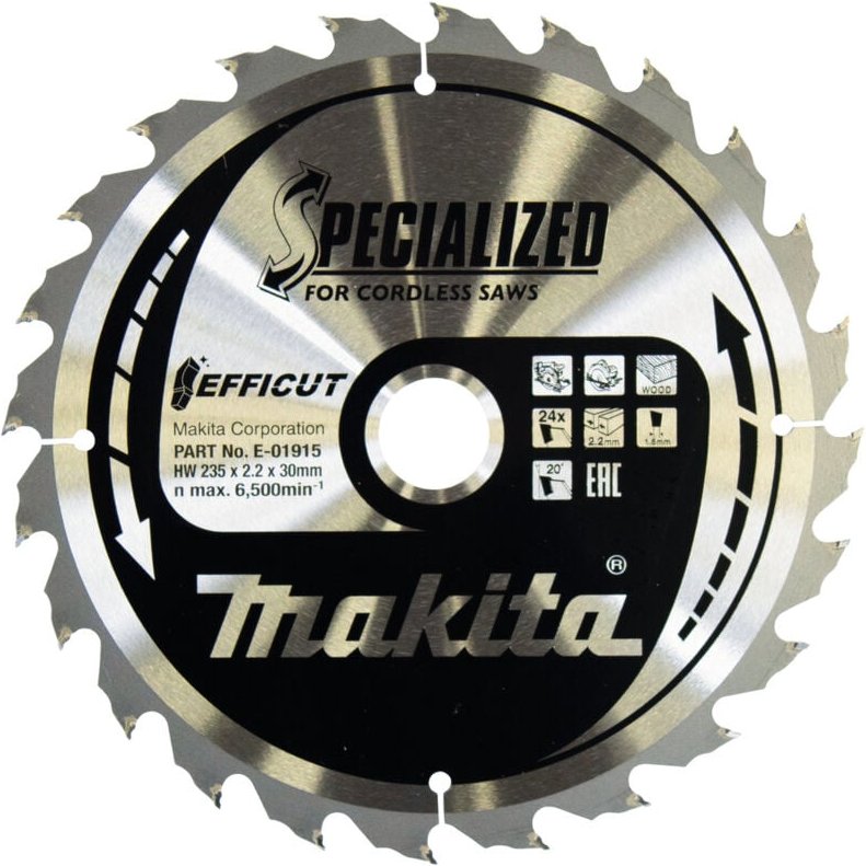 E-01915 Efficut TCT-Kreissägeblatt 235 x 30 mm 24 Zähne 2,2 mm Holz - Makita