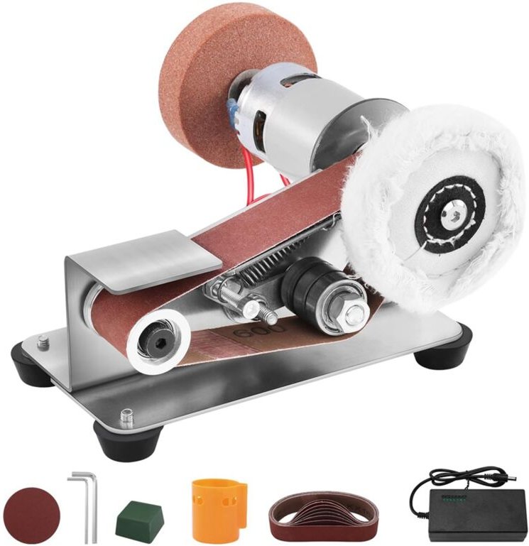 Tlily - US-Stecker, Mini-Bandschleifer-Power, kleine Tischschleifmaschine, 7-Gang-Einstellgeschwindigkeit, elektrisch
