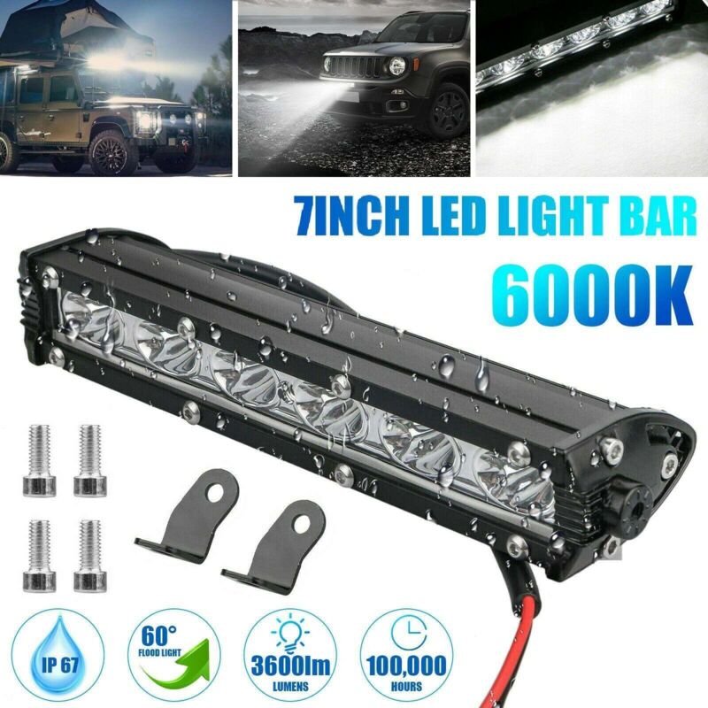 7 Zoll 1800LM 18W Wasserdichter Punkt-Flut-Combo-Licht-UltradüNner Einreihiger Offroad-LED-Lichtbalken für LKWs ATV-Boot...