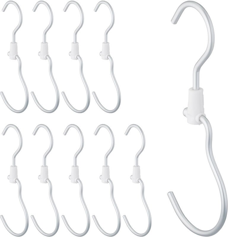 Thumbnail - 10 x Haken für Kleiderstange, Kleiderhaken, Hängehaken, Metallhaken zum Aufhängen von Kleidung, Einhängehaken, silber