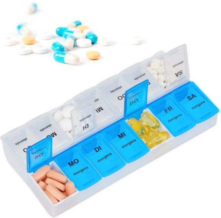 7 day pill organiser with 2 compartments