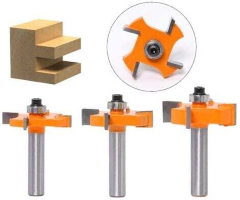 3 Stück Nut- und Federfräser - 4 Schneiden - 8mm Schaft - Holzbearbeitungswerkzeug - Türen, Tische, Regale