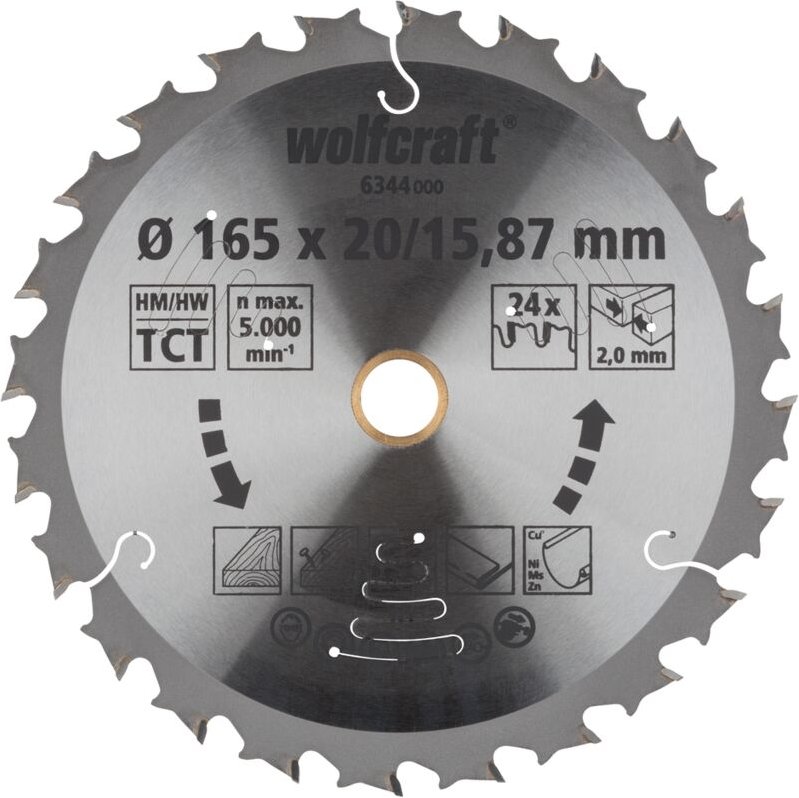 Wolfcraft Kreissägeblatt Ø 165 x 20 mm Hartmetall Sägeblatt