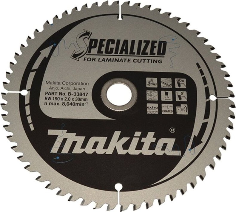 Sägeblatt specialized 190x30x60Z, 2,0 mm - Makita