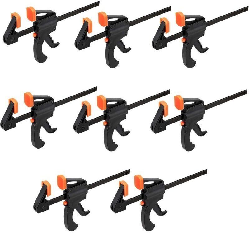 Set mit 8 F-förmigen Klemmen, Schnellspannvorrichtung, für Schreinerarbeiten und die Montage von Holztüren (10 cm)